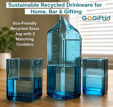 Bombay Sapphire Glasses Set of 2 With Jug – Handmade Upcycled Drinkware