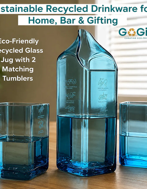 Load image into Gallery viewer, Bombay Sapphire Glasses Set of 2 With Jug – Handmade Upcycled Drinkware
