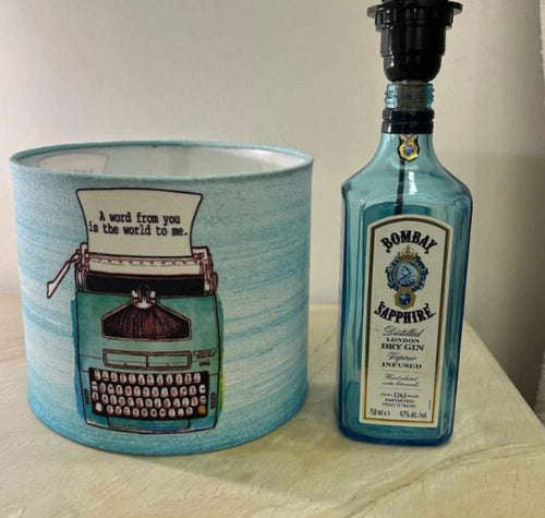 Load image into Gallery viewer, Bombay Sapphire Bottle Lamp with Blue Lampshade
