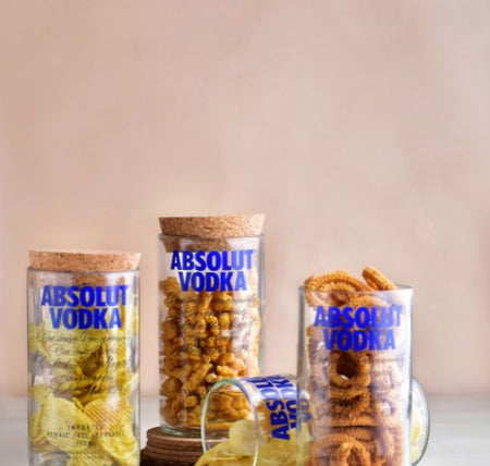 Absolut Glass Storage Jars Set of 2 – Handmade Upcycled Canisters