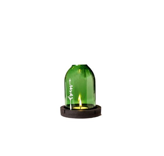 Upcycled Bottle Tea Light Holder – Handmade Eco-Friendly Glass Candle Decor