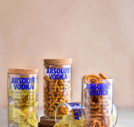 Absolut Top Cut Bottle Jars (Set of Two)