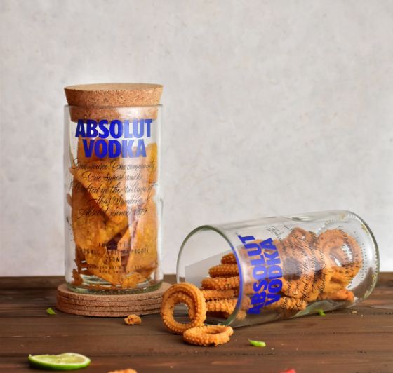 Absolut Glass Storage Jars Set of 2 – Handmade Upcycled Canisters
