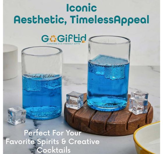 Upcycled Absolut Vodka Glass – Handmade Recycled Cocktail Glass