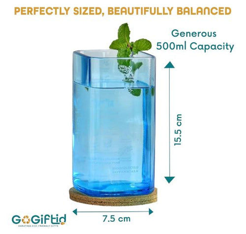 Load image into Gallery viewer, Upcycled Bombay Sapphire Gin Bottle Glass
