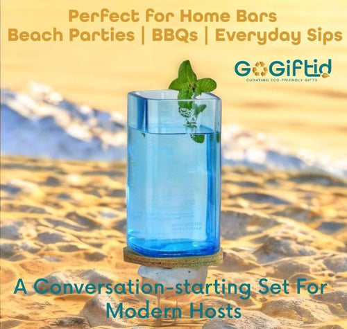 Load image into Gallery viewer, Upcycled Bombay Sapphire Gin Bottle Glass
