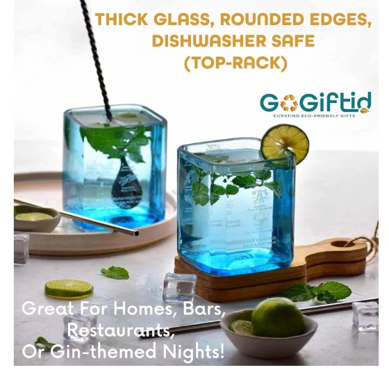 Upcycled Bombay Sapphire Platter & Glasses Set