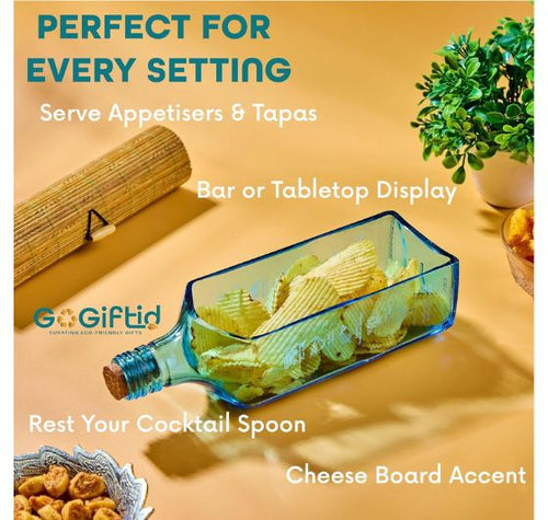 Load image into Gallery viewer, Upcycled Bombay Sapphire Platter &amp; Glasses Set
