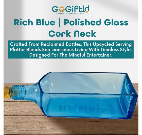 Upcycled Bombay Sapphire Platter & Glasses Set