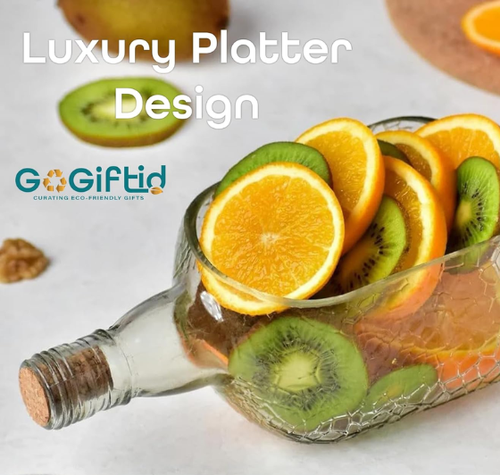 Load image into Gallery viewer, Upcycled Old Monk Glass Platter – Handmade Serving Tray for Snacks &amp; Desserts
