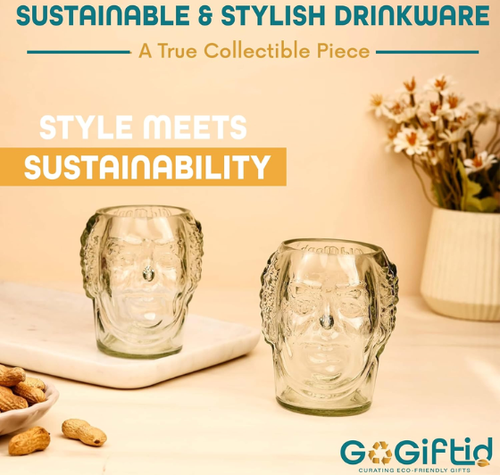 Load image into Gallery viewer, Old Monk Face Glass 700ml – Handmade Upcycled Rum &amp; Whisky Glass
