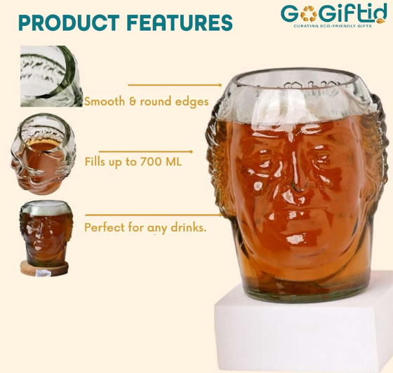 Old Monk Face Glass 700ml – Handmade Upcycled Rum & Whisky Glass