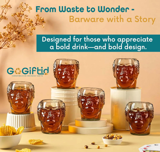 Old Monk Face Glass 700ml – Handmade Upcycled Rum & Whisky Glass