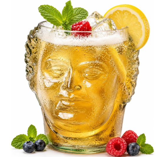 Old Monk Face Glass 700ml – Handmade Upcycled Rum & Whisky Glass
