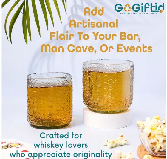 Upcycled Old Monk Rum Glasses – Handmade Eco-Friendly Bar Glasses