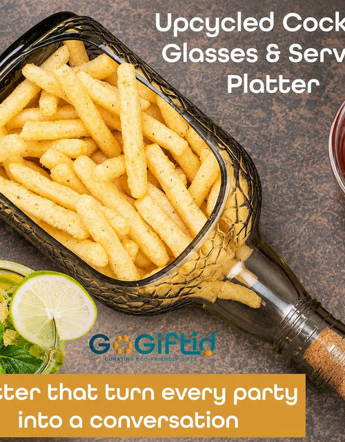 Load image into Gallery viewer, Upcycled Old Monk Glass Platter – Handmade Serving Tray for Snacks &amp; Desserts
