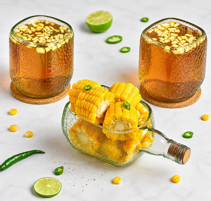 Old Monk Serving Set – Upcycled Rum Glasses & Serving Platter Gift Set