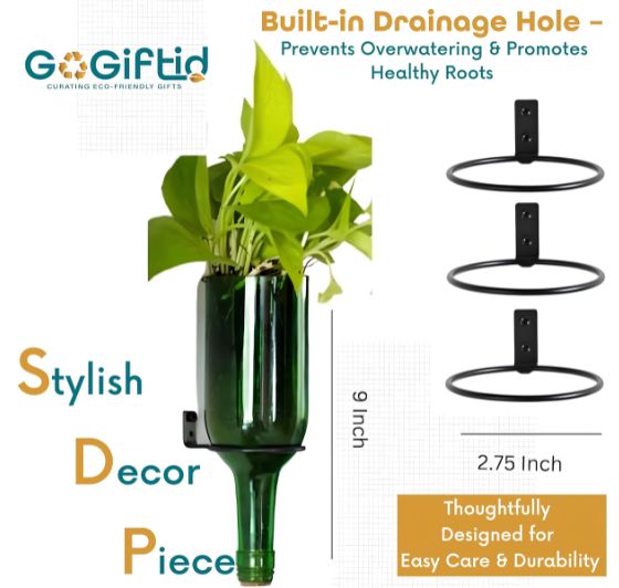 Wine Bottle Planters with Iron Stand
