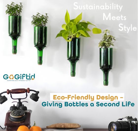 Wine Bottle Planters with Iron Stand