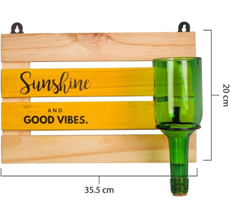 Upcycled Wine Bottle Wall Planter with Wooden Board – Handmade Plant Holder