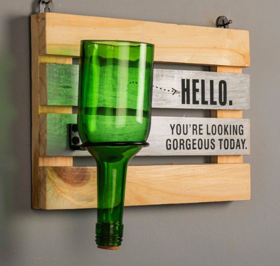 "Hello Gorgeous" Upcycled Wine Bottle Planter