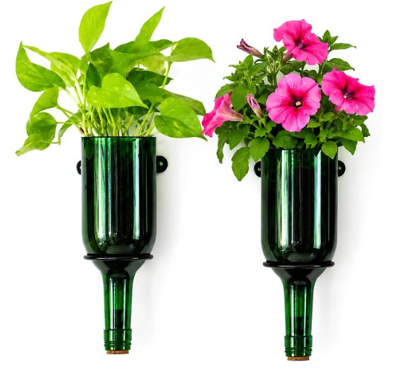 Wine Bottle Planters with Iron Stand