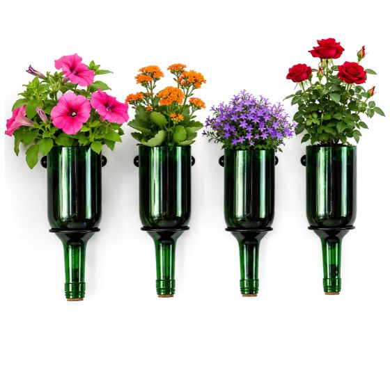 Wine Bottle Planters with Iron Stand