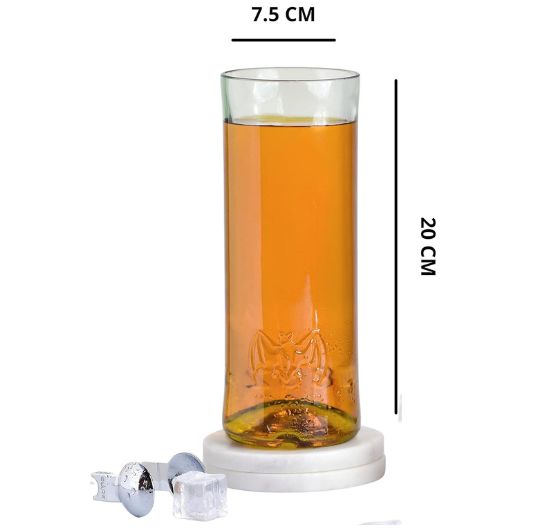 Bacardi Bats Logo Rum Glass – Handmade Upcycled Barware (Pack of 1 Glass)