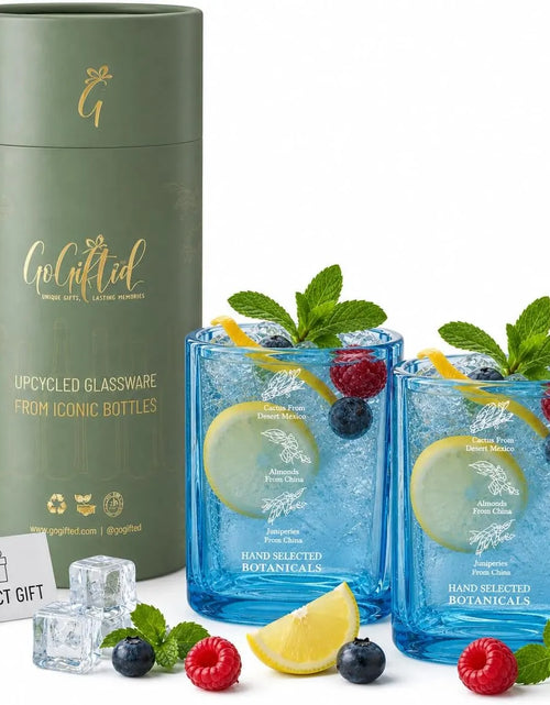Load image into Gallery viewer, Handmade Upcycled Bombay Sapphire Gin Glasses

