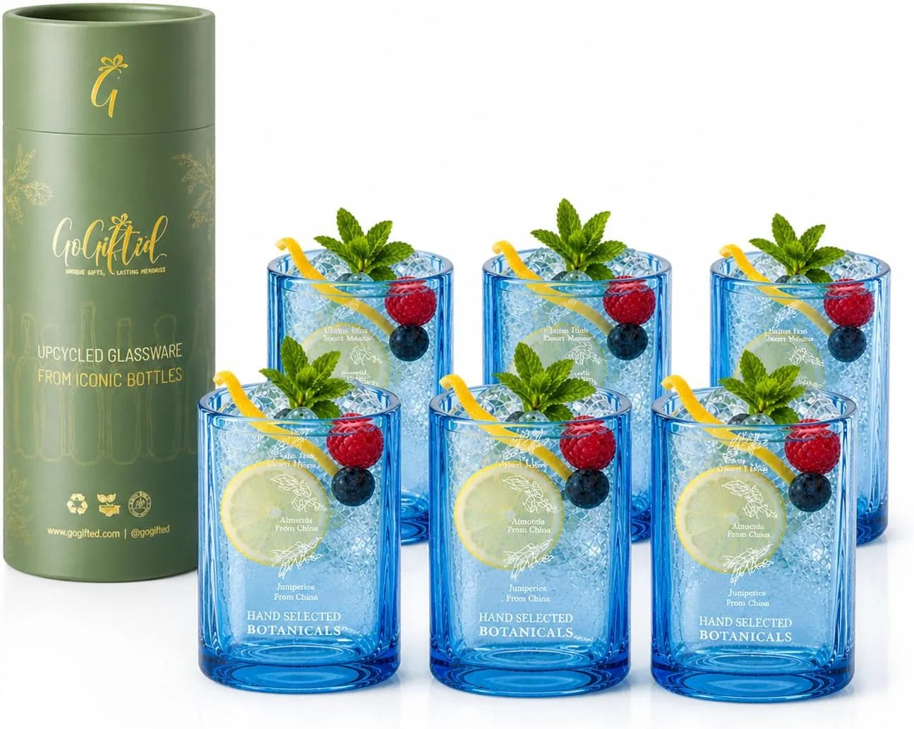 Handmade Upcycled Bombay Sapphire Gin Glasses
