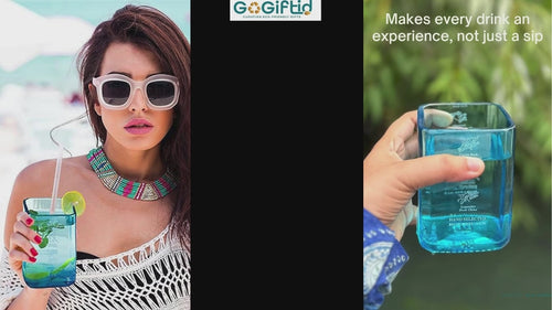 Load and play video in Gallery viewer, Handmade Upcycled Bombay Sapphire Gin Glasses

