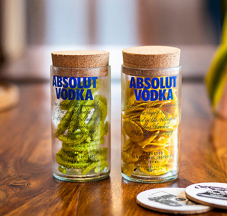 Absolut Storage Jars Set of 2 – Handmade Upcycled Glass Canisters