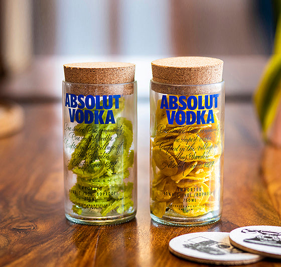 Absolut Top Cut Bottle Jars (Set of Two)