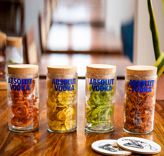 Absolut Top Cut Bottle Jars (Set of Four)