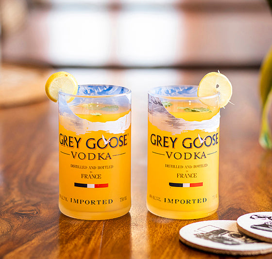 Goosebumps-worthy Grey Goose Glasses set of two, ready to wow.