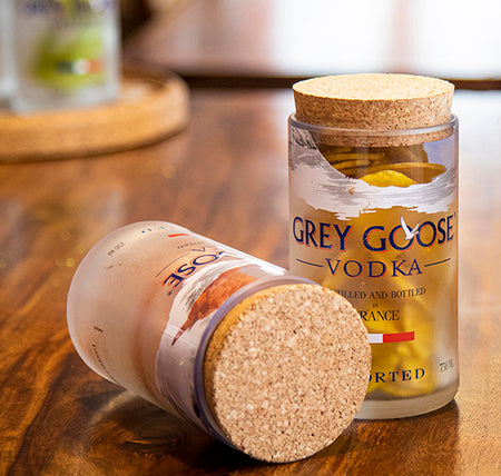 Grey Goose Storage Jars Set of 2 – Handmade Upcycled Glass Canisters