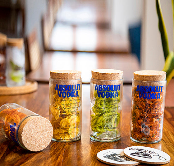 Absolut Top Cut Bottle Jars (Set of Four)