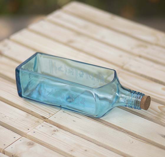 Sapphire Bottle Planter Table Top Upcycled from Old Bottles