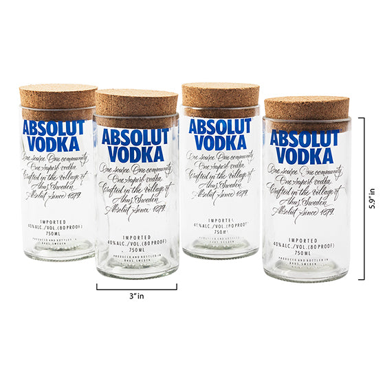 Absolut Top Cut Bottle Jars (Set of Four)