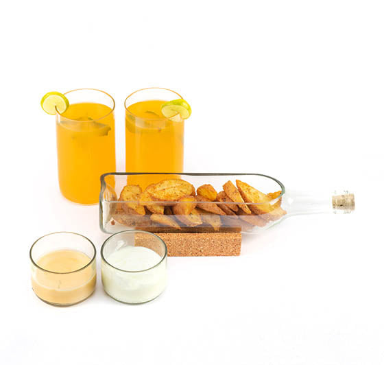 Upcycled Wine Bottle Serving Set – Handmade Eco-Friendly Serveware Set