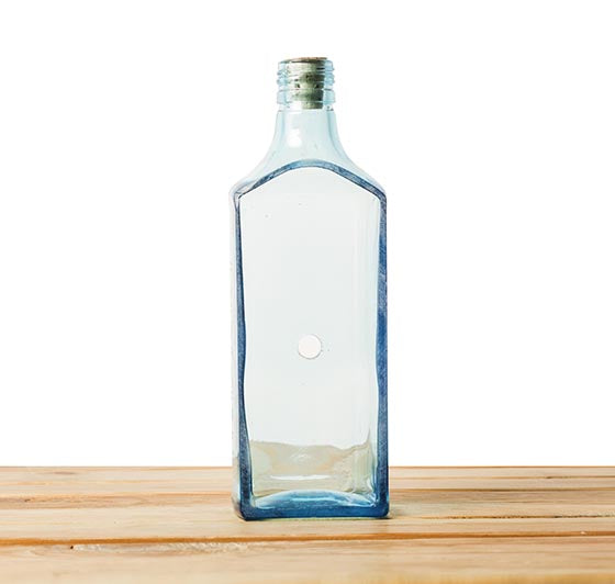 Sapphire Bottle Planter Table Top. Edges have been Sanded, Grinded and Buffed meticulously. 