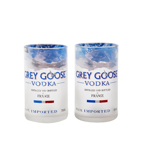 Load image into Gallery viewer, Grey Goose Glasses Set of Two Includes 1pc Platter, 1pc Cork Stand, 2pcs Glasses and 2pcs Dips 
