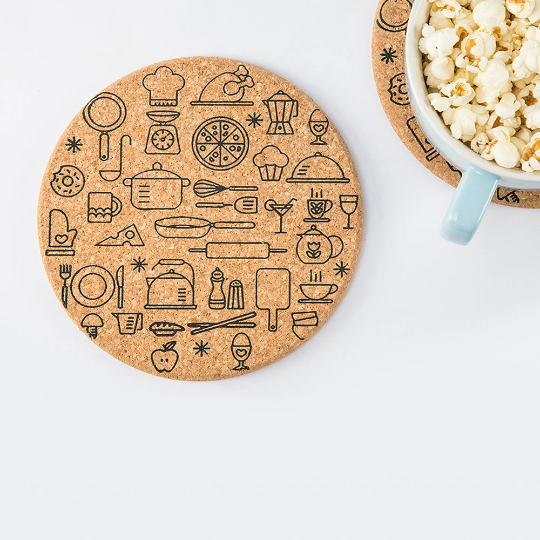 Round Shape Cork Hot Trivets & Coasters Set of 2 – Heat Resistant Table Mats