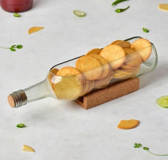 Transparent Wine Bottle Platter (One platter, One cork stand)
